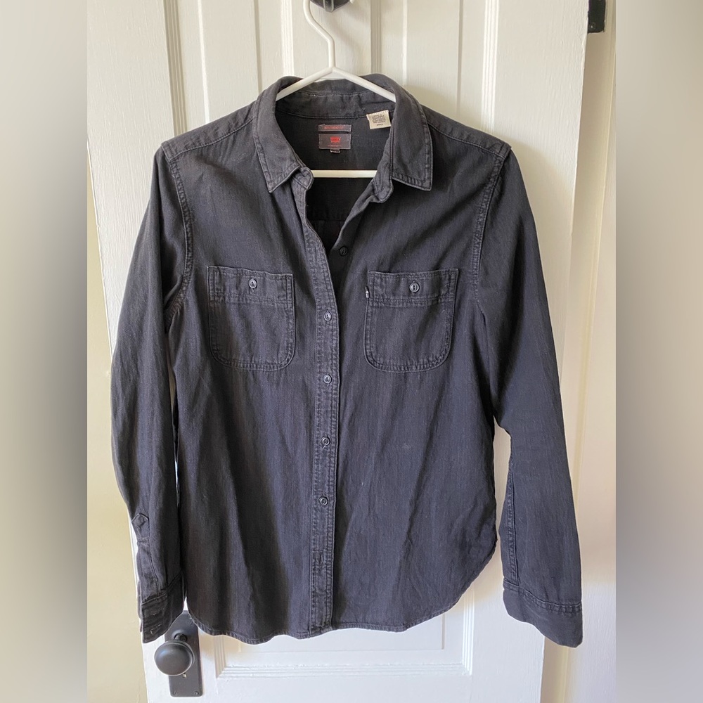 Levi’s black denim button down shirt boyfriend fit S